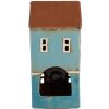 Clayre & Eef 6CE1915 Teelichthalter Haus Blau Braun 11x9x22 cm