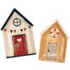 Clayre & Eef 6CE1866 Ceramiczny talerz beżowo-niebieski w stylu wiejskim 27x18x3 cm
