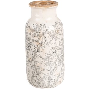 Clayre & Eef 6CE1927L Wazon Ø 15x32 cm Biały