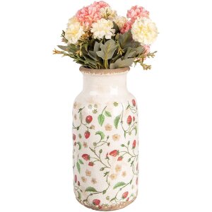 Clayre & Eef Vase 6CE1933L Blumenmuster Erdbeeren Ø 15x32 cm