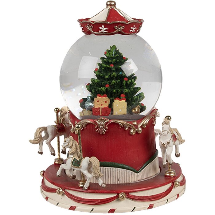 Clayre & Eef 65766 Kula śnieżna z muzyczną choinką Ø14x19 cm