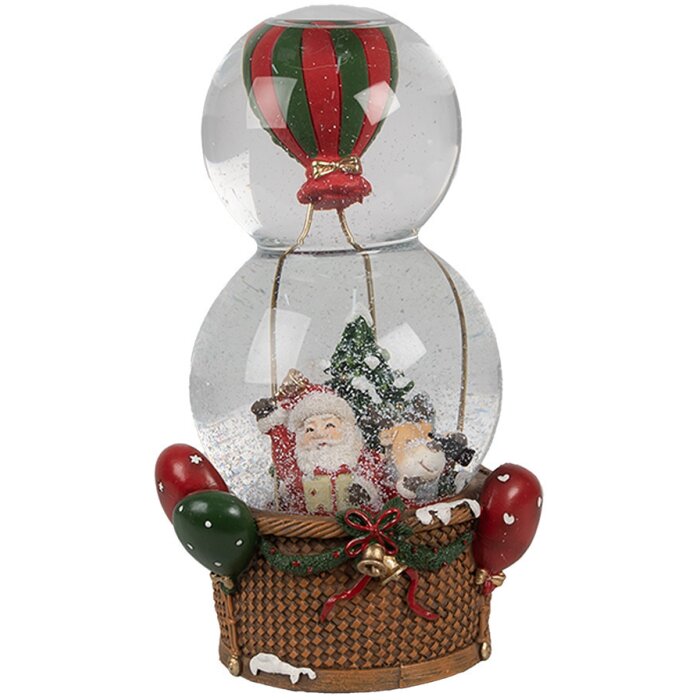 Clayre & Eef 65768 Kula śnieżna Ojciec Gwiazdka balon na ogrzane powietrze z muzyką 21 cm