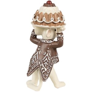Clayre & Eef 6PR3904GG Zestaw do dekoracji myszy z ciastem 2 5x5x11 5x5x10 cm