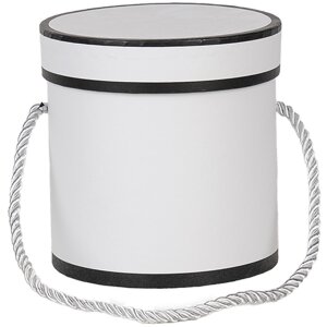 Clayre & Eef 66009W Pudełko prezentowe Białe Okrągłe Ø 12x12 cm Pudełko kartonowe z uchwytem