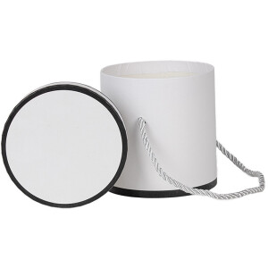 Clayre & Eef 66009W Pudełko prezentowe Białe Okrągłe Ø 12x12 cm Pudełko kartonowe z uchwytem
