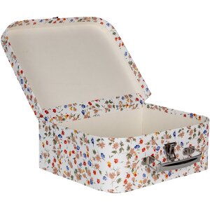Clayre & Eef 66012 Etui dekoracyjne zestaw 3 białe kwiatowe 30x22x9 do 20x17x8 cm