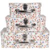 Clayre & Eef 66012 Etui dekoracyjne zestaw 3 białe kwiatowe 30x22x9 do 20x17x8 cm