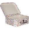 Clayre & Eef 66012 Etui dekoracyjne zestaw 3 białe kwiatowe 30x22x9 do 20x17x8 cm