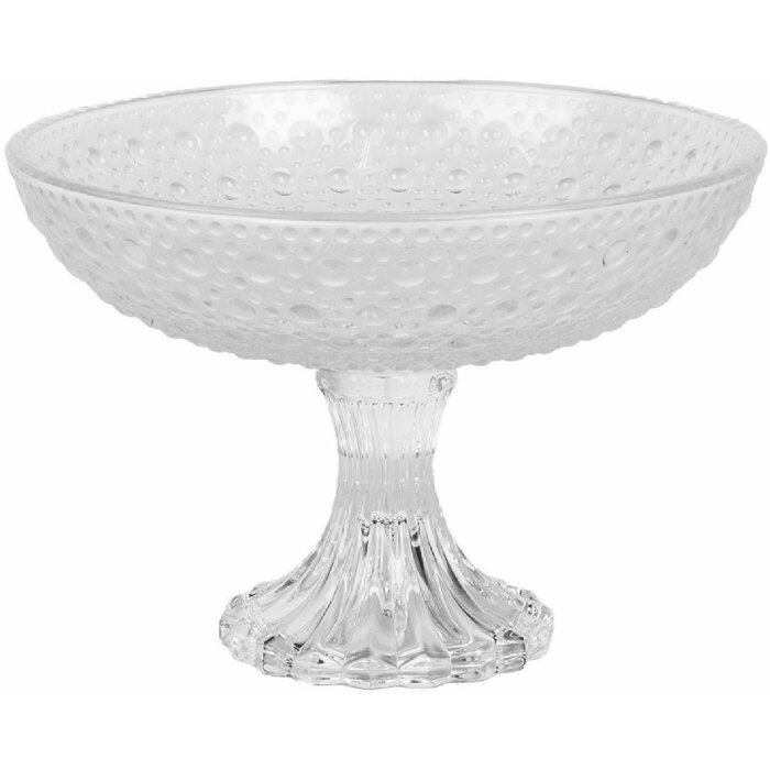 Clayre & Eef 6GL5014 Miska na nóżce Ø 20 cm x 14 cm Przezroczyste szkło