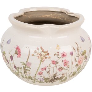 Clayre & Eef 6CE1944L Doniczka beżowo-różowa Ø 23x16 cm ceramiczna styl wiejski