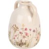 Clayre & Eef 6CE1947L Wazon Beżowy Różowy Ø 16x22 cm Ceramiczny Styl Country