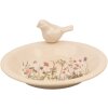 Clayre & Eef 6CE1948L Vogel Fressnapf Beige Rosa Ø 26x10 cm