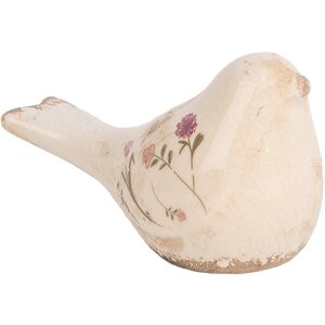 Clayre & Eef 6CE1952S Dekoracja Ceramiczna Ptak Różowy Beżowy 16x7x9 cm