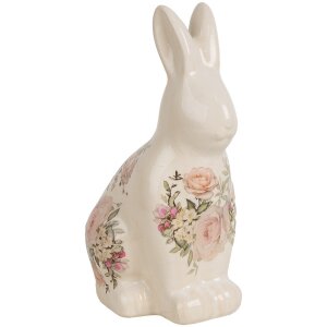 Clayre & Eef 6CE1956M Królik dekoracyjny ceramiczny 13x10x21 cm styl wiejski różowy