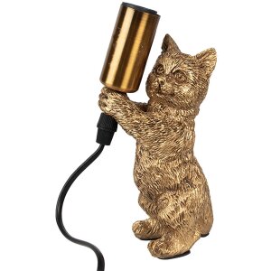 Clayre & Eef 6LMP791 Lampa stołowa Cat Gold 9x9x18 cm...