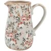 Clayre & Eef 6CE1965M Ceramiczny dzbanek szare różowe kwiaty 16x12x18 cm styl country