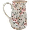 Clayre & Eef 6CE1965M Ceramiczny dzbanek szare różowe kwiaty 16x12x18 cm styl country
