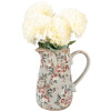 Clayre & Eef 6CE1965M Ceramiczny dzbanek szare różowe kwiaty 16x12x18 cm styl country