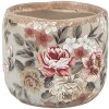 Clayre & Eef 6CE1966S Doniczka Szaro-różowa Ø 10x9 cm Ceramika w stylu wiejskim