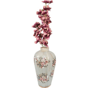 Clayre & Eef 6CE1970S Wazon Szaro-różowy Ø17x28 cm Ceramika w stylu wiejskim