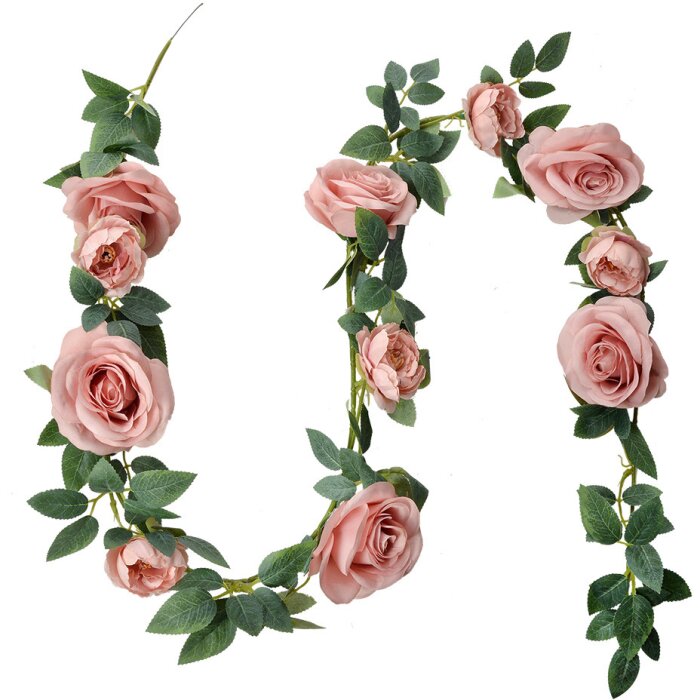 Clayre & Eef 6PL0321P Sztuczna girlanda różowa zielona 150 cm