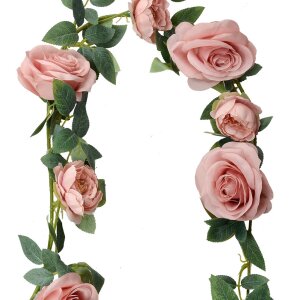 Clayre & Eef 6PL0321P Sztuczna girlanda różowa zielona 150 cm