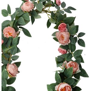Clayre & Eef 6PL0322 Sztuczne kwiaty Girlanda różowa zielona 150 cm