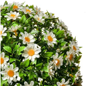 Clayre & Eef 6PL0324L Dekoracyjna kula sztuczny kwiat stokrotka biały zielony Ø 30 cm