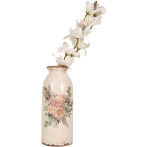 Clayre & Eef 6CE1980L Wazon ceramiczny beżowo-różowy Ø 8x20 cm Styl wiejski