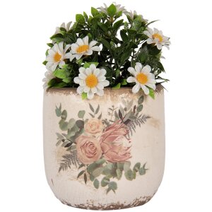 Clayre & Eef 6CE1981M Doniczka ceramiczna beżowo-różowa Ø 14x13 cm