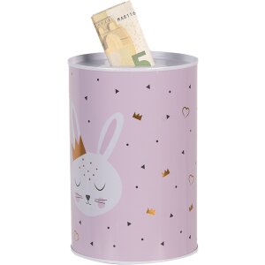 Clayre & Eef 6BL0164 Skarbonka Pink Bunny Ø 10x15 cm