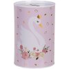 Clayre & Eef 6BL0165 Skarbonka różowo-biała Ø 10x15 cm Romantyczny motyw łabędzia