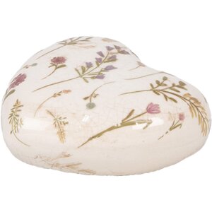 Clayre & Eef 6CE1917 Dekoracyjne serce ceramiczne beżowo-różowe 11x11x4 cm