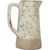 Clayre & Eef 6CE1924M Dzbanek dekoracyjny ceramiczny zielono-beżowy 16x11x20 cm styl wiejski
