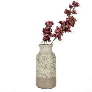 Clayre & Eef 6CE1929L Wazon ceramiczny zielony Ø 15x32 cm Styl wiejski