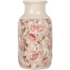 Clayre & Eef 6CE1930M Wazon Beżowy Różowy Kwiatowy Wzór Ø 14x26 cm Ceramika
