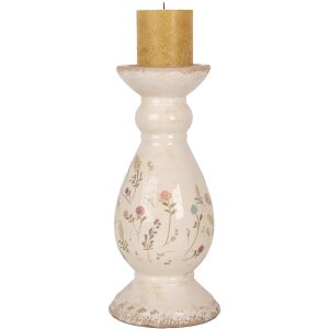 Clayre & Eef 6CE1945M Świecznik ceramiczny beżowo-różowy Ø 12x26 cm