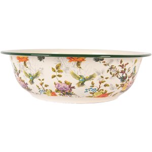 Clayre & Eef 6EM0003 Miska dekoracyjna emaliowana beżowo-zielona Ø 30 cm 3000 ml
