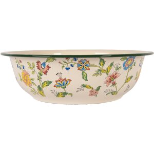 Clayre & Eef 6EM0004 Miska dekoracyjna emaliowana beżowo-zielona Ø 30x9 cm 3000 ml