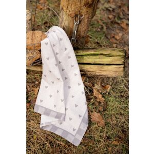 Clayre & Eef LVT42-1G Ręcznik kuchenny beżowo-szary wzór serca 50x70 cm