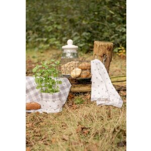 Clayre & Eef LVT42-1G Ręcznik kuchenny beżowo-szary wzór serca 50x70 cm