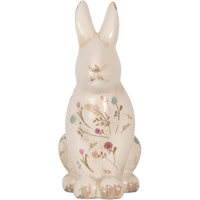 Clayre & Eef 6CE1958L Królik dekoracyjny ceramiczny 16x12x28 cm beżowo-różowy