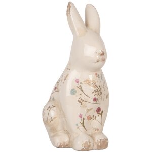 Clayre & Eef 6CE1958L Królik dekoracyjny ceramiczny 16x12x28 cm beżowo-różowy