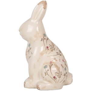Clayre & Eef 6CE1958L Królik dekoracyjny ceramiczny 16x12x28 cm beżowo-różowy