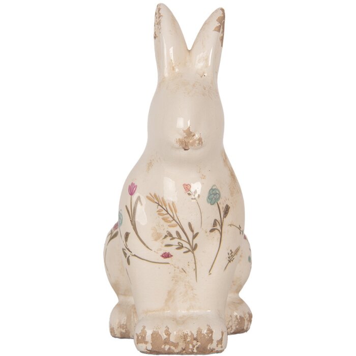 Clayre & Eef 6CE1958M Królik dekoracyjny beżowo-różowy ceramiczny 13x10x21 cm