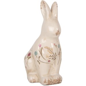 Clayre & Eef 6CE1958M Królik dekoracyjny beżowo-różowy ceramiczny 13x10x21 cm