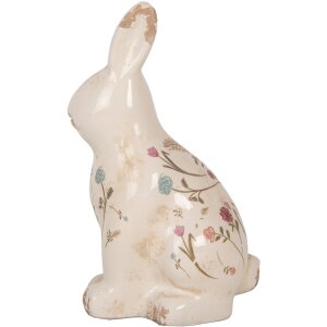 Clayre & Eef 6CE1958M Królik dekoracyjny beżowo-różowy ceramiczny 13x10x21 cm