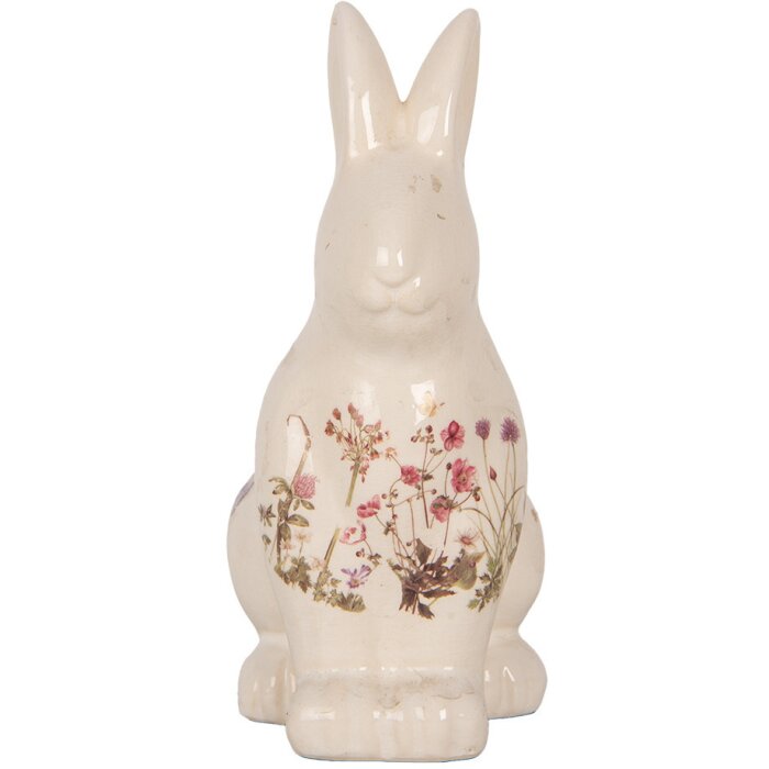 Clayre & Eef 6CE1959M Królik dekoracyjny beżowo-różowy ceramiczny 13x10x21 cm