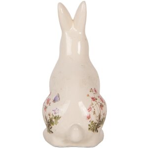 Clayre & Eef 6CE1959M Królik dekoracyjny beżowo-różowy ceramiczny 13x10x21 cm