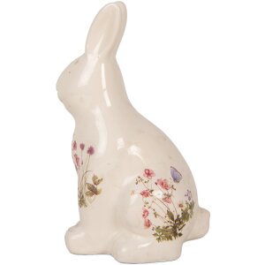 Clayre & Eef 6CE1959M Królik dekoracyjny beżowo-różowy ceramiczny 13x10x21 cm